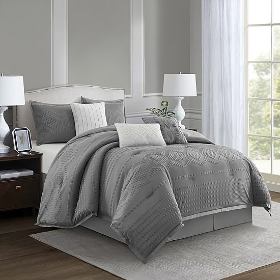 Stratford Park Whitney Geometric 7-pc. Easy Care Comforter Set