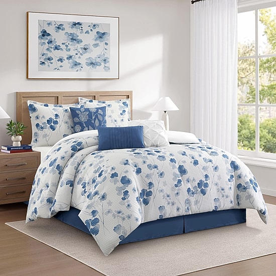 Stratford Park Melani Waffle Floral 7-pc. Easy Care Comforter Set