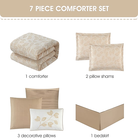 Stratford Park Kacey Leaves 7-pc. Easy Care Comforter Set