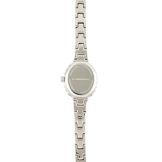 Personalized Dial Womens Diamond-Accent Oval Silver-Tone Bracelet Watch
