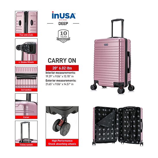 InUSA Deep 20 Inch Hardside Lightweight Carry-On Spinner Luggage