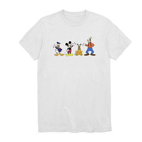4 Friends Mens Crew Neck Short Sleeve Regular Fit Mickey Mouse Minnie Mouse Graphic T-Shirt, Medium, White