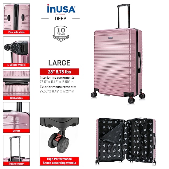 InUSA Deep 28 Inch Hardside Lightweight Checked Spinner Luggage