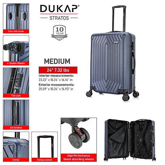Dukap Stratos 24 Inch Hardside Lightweight Checked Spinner Luggage