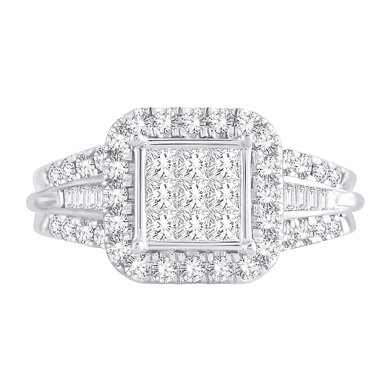 Womens 1 CT. T.W. Natural White Diamond 10K Gold Cushion Engagement Ring