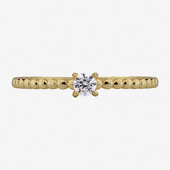 Silver Treasures Delicates Twist Womens Cubic Zirconia 14K Gold Over Brass Delicate Band