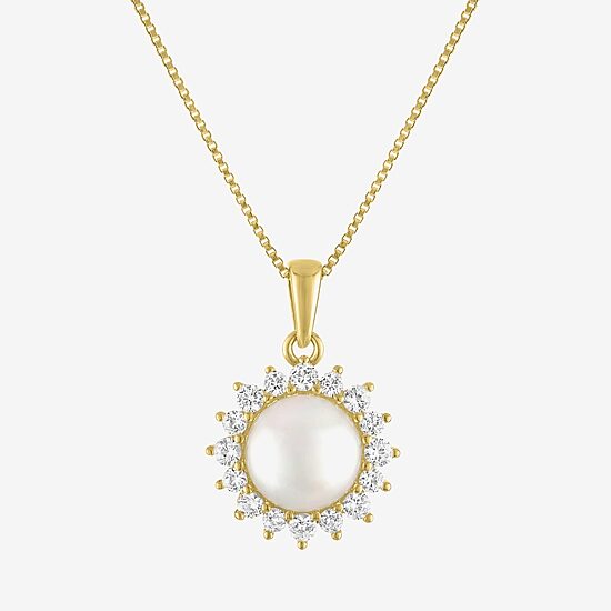 Womens White Cultured Freshwater Pearl 14K Gold Over Silver 18 Inch Pendant Necklace