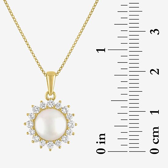 Womens White Cultured Freshwater Pearl 14K Gold Over Silver 18 Inch Pendant Necklace