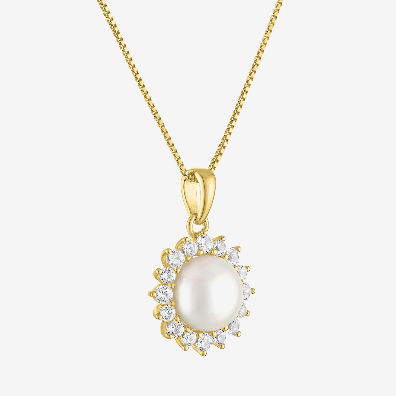 Womens White Cultured Freshwater Pearl 14K Gold Over Silver 18 Inch Pendant Necklace