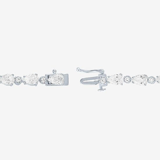 Womens Lab Created White Sapphire Sterling Silver 7.5 Inch Tennis Bracelet