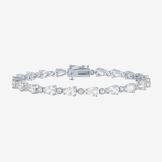 Womens Lab Created White Sapphire Sterling Silver 7.5 Inch Tennis Bracelet