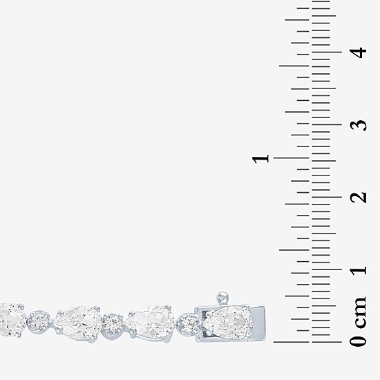 Womens Lab Created White Sapphire Sterling Silver 7.5 Inch Tennis Bracelet