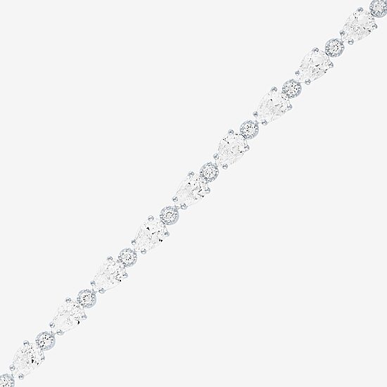 Womens Lab Created White Sapphire Sterling Silver 7.5 Inch Tennis Bracelet