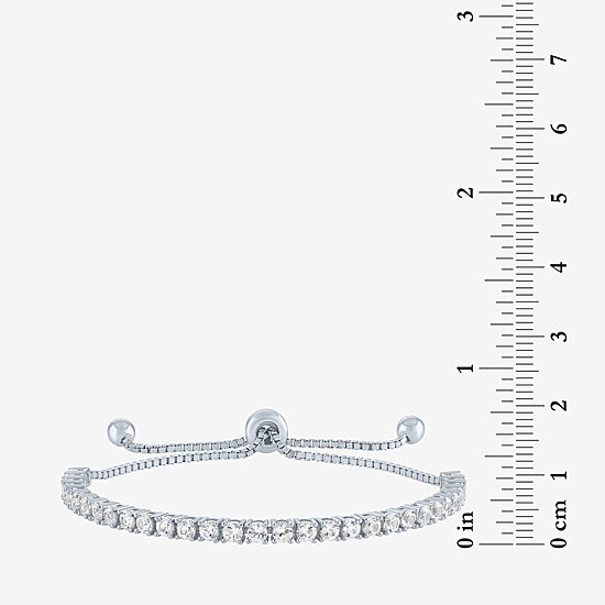 Womens Lab Created White Sapphire Sterling Silver Bolo Bracelet