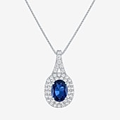 Gemstone & Lab-Created White Sapphire Sterling Silver Halo Pendant Necklace