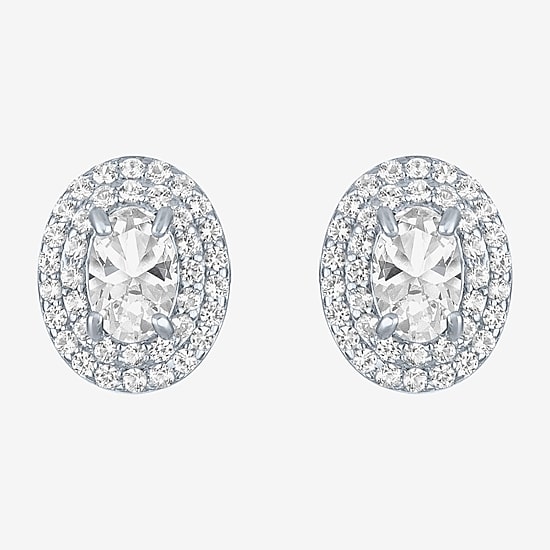Lab Created White Sapphire Sterling Silver 10.2mm Stud Earrings