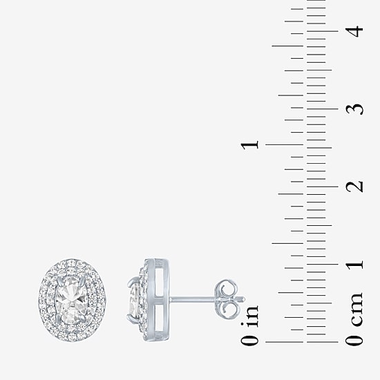 Lab Created White Sapphire Sterling Silver 10.2mm Stud Earrings