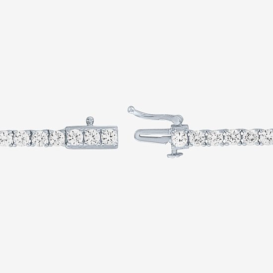 Womens White Sapphire Sterling Silver 18 Inch Tennis Necklace