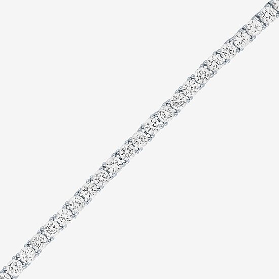 Womens White Sapphire Sterling Silver 18 Inch Tennis Necklace