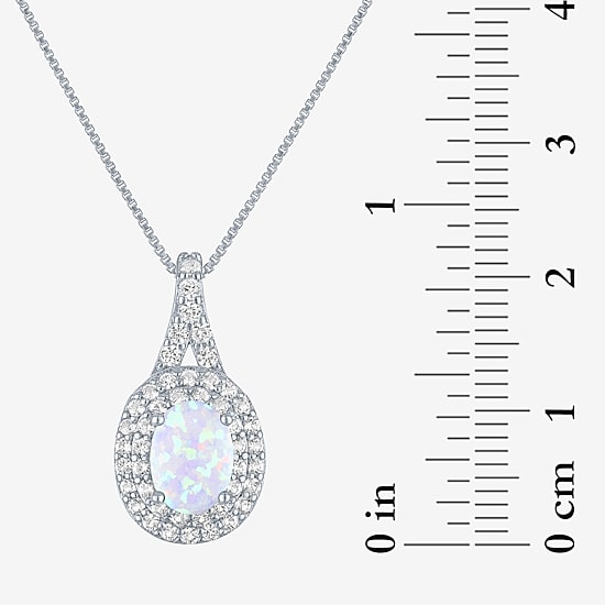 Gemstone & Lab-Created White Sapphire Sterling Silver Halo Pendant Necklace