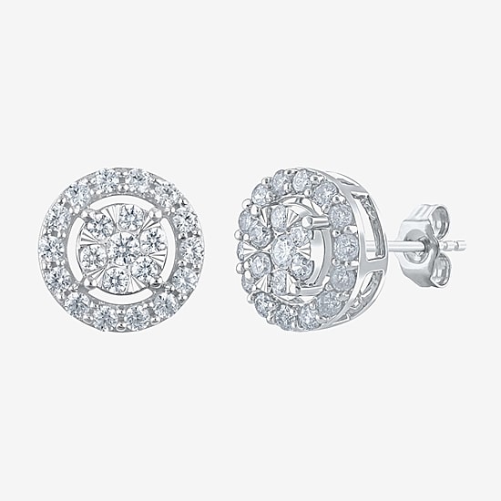 Diamond Blossom (G / Si2) 1 CT. T.W. Lab Grown White Diamond 10K Gold 6.1mm Round Stud Earrings
