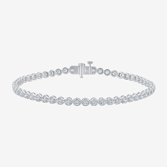 (H-I/ I1) Womens 2 CT. T.W. Lab Grown White Diamond 10K Gold 7.25 Inch Tennis Bracelet