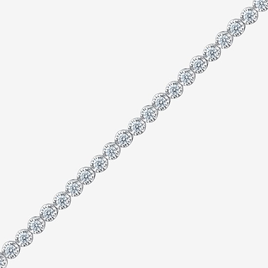 (I1/H-I) Womens 3 CT. T.W. Lab Grown White Diamond 10K Gold 7.25 Inch Tennis Bracelet