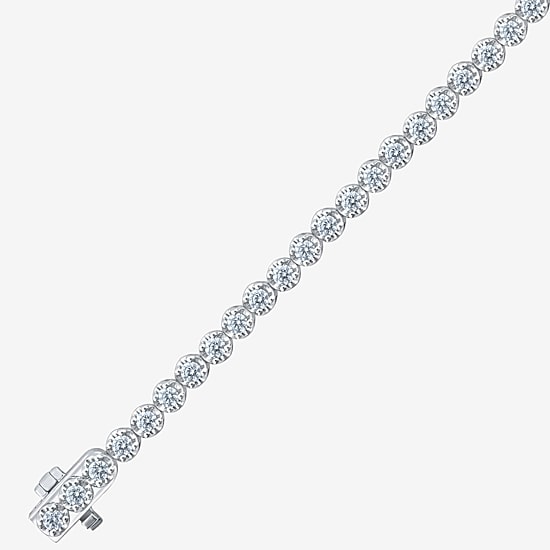 (I1/H-I) Womens 3 CT. T.W. Lab Grown White Diamond 10K Gold 7.25 Inch Tennis Bracelet