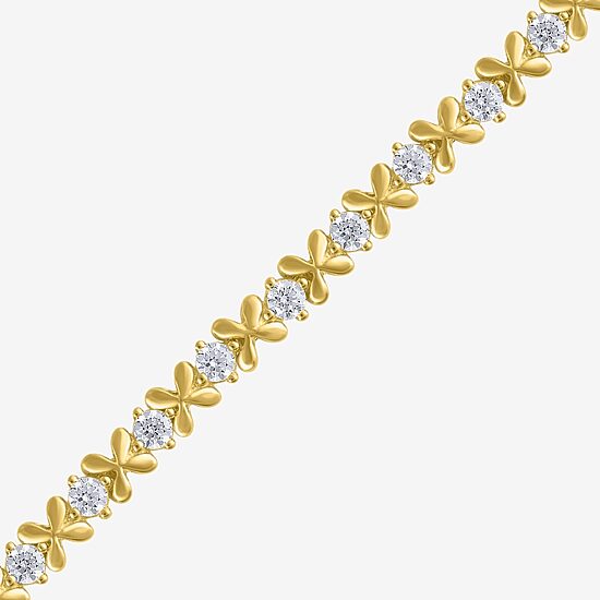 (G / Si2) Womens 2 CT. T.W. Lab Grown White Diamond 10K Gold 7.25 Inch Tennis Bracelet