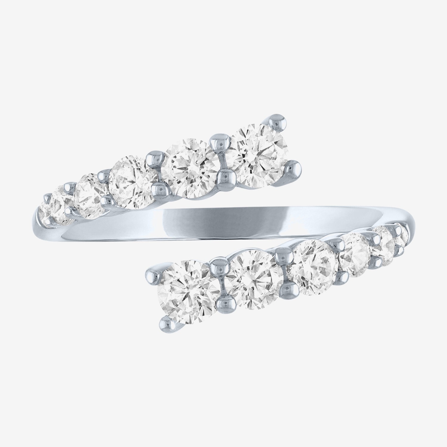 Diamond Addiction (G-H / Si2-I1) Womens 1 CT. T.W. Lab Grown White 10K Gold Bypass  Cocktail Ring