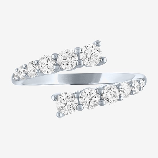 Diamond Addiction (G-H / Si2-I1) Womens 1 CT. T.W. Lab Grown White Diamond 10K Gold Bypass  Cocktail Ring