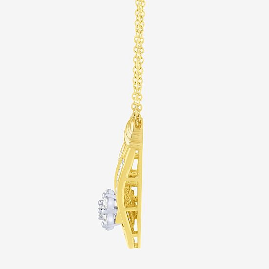 Diamond Blossom (G / Si2) Womens 2 CT. T.W. Lab Grown White Diamond 10K Gold Flower 18 Inch Pendant Necklace