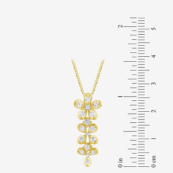 Diamond Blossom (G / Si2) Womens 1/2 CT. T.W. Lab Grown White Diamond 10K Gold Flower 18 Inch Pendant Necklace