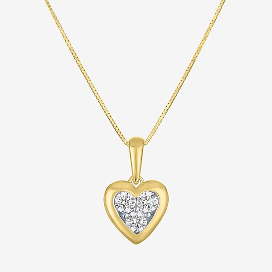 (G-H / Si2-I1) Womens 1/4 CT. T.W. Lab Grown White Diamond 10K Gold Heart 16 Inch Pendant Necklace