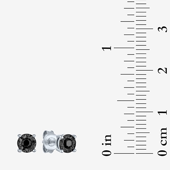 1/4 CT. T.W. Natural Black Diamond Sterling Silver Round Stud Earrings