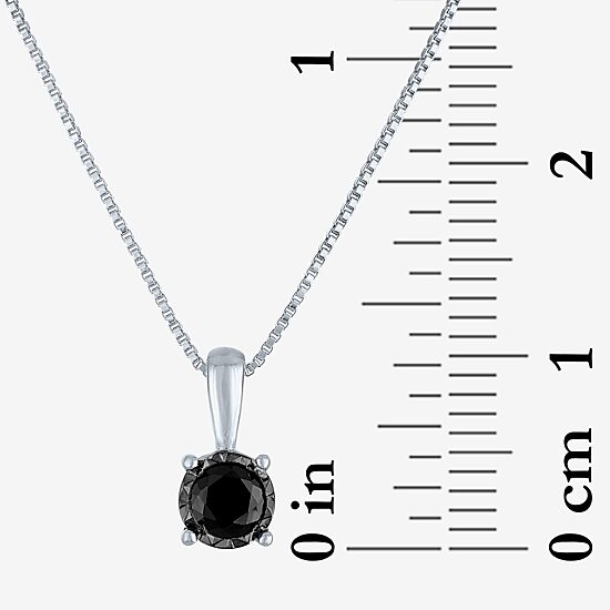 Womens 1/4 CT. Natural Black Diamond Sterling Silver Round 18 Inch Pendant Necklace
