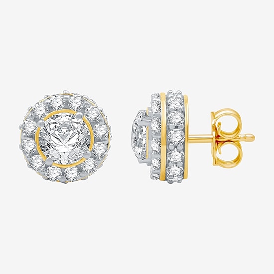 Ever Star (H-I / Si2-I1) 3 CT. T.W. Lab Grown White Diamond 14K White Gold 10.8mm Round Stud Earrings