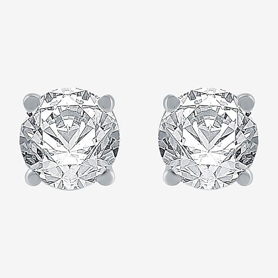 7/8 CT. T.W. Natural White Diamond 10K Gold Round Stud Earrings