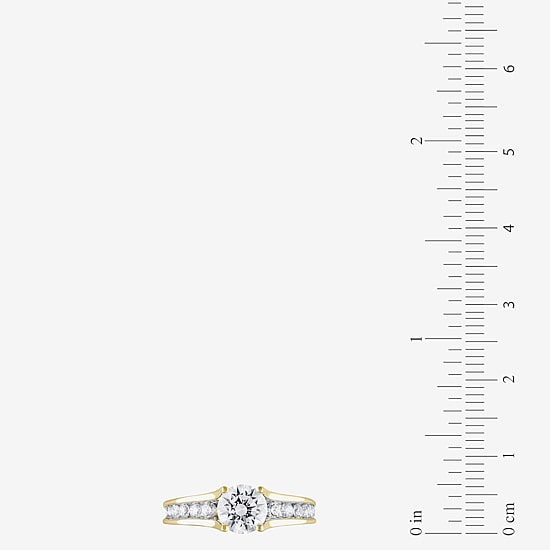 (G / Si2) Womens 2 CT. T.W. Lab Grown White Diamond 10K Gold Round Side Stone Bridal Set