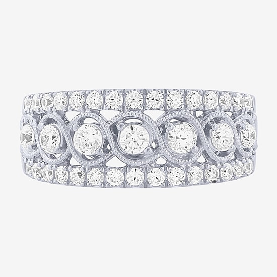 (G / Si2) Womens 9M 1 CT. T.W. Lab Grown White Diamond 10K Gold Anniversary Band