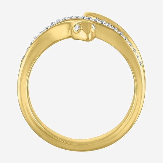 Diamond Addiction (G-H / I1-I2) "Snake" Womens 1/10 CT. T.W. Lab Grown White Diamond 14K Gold Over Silver Sterling Silver Side Stone Cocktail Ring