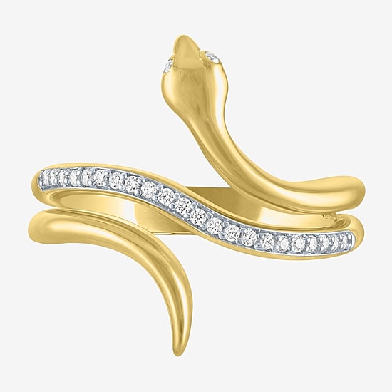 Diamond Addiction (G-H / I1-I2) "Snake" Womens 1/10 CT. T.W. Lab Grown White Diamond 14K Gold Over Silver Sterling Silver Side Stone Cocktail Ring