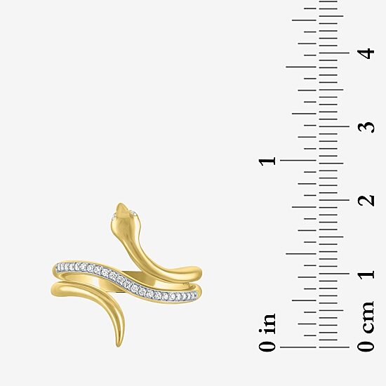 Diamond Addiction (G-H / I1-I2) "Snake" Womens 1/10 CT. T.W. Lab Grown White Diamond 14K Gold Over Silver Sterling Silver Side Stone Cocktail Ring