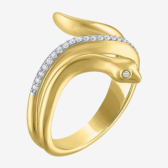 Diamond Addiction (G-H / I1-I2) "Snake" Womens 1/10 CT. T.W. Lab Grown White Diamond 14K Gold Over Silver Sterling Silver Side Stone Cocktail Ring