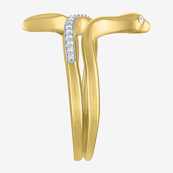 Diamond Addiction (G-H / I1-I2) "Snake" Womens 1/10 CT. T.W. Lab Grown White Diamond 14K Gold Over Silver Sterling Silver Side Stone Cocktail Ring