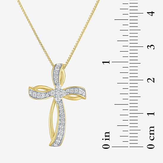 Diamond Blossom (G-H / I1-I2) Womens 1/4 CT. T.W. Lab Grown White Diamond 14K Gold Over Silver Sterling Silver Cross 16 Inch Pendant Necklace