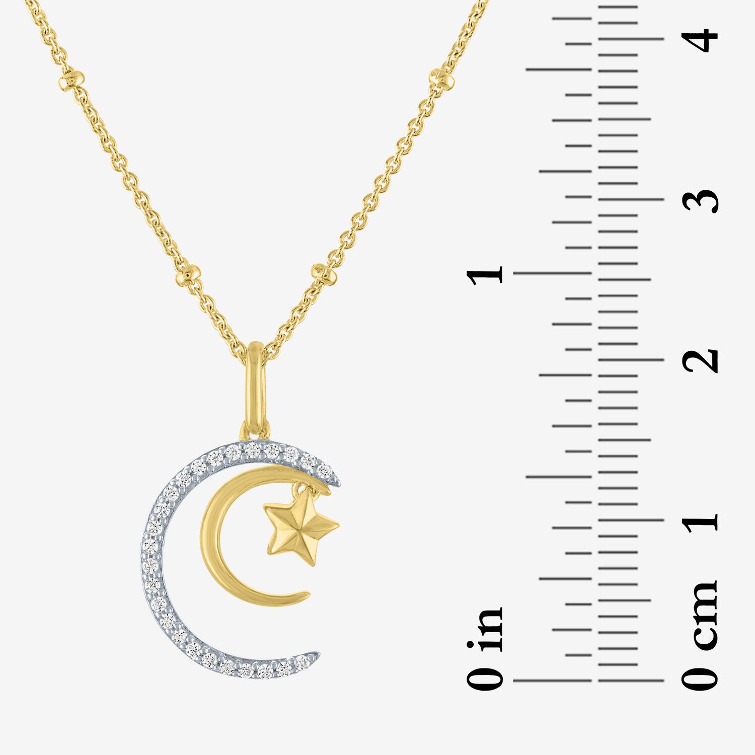 (G-H / I1-I2) Womens 1/10 CT. T.W. Lab Grown White Diamond 14K Gold Over Silver Sterling Silver Moon Star 18 Inch Pendant Necklace