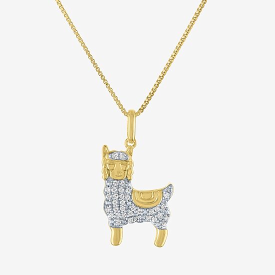 Llama" (G-H / I1-I2)" Womens 1/10 CT. T.W. Lab Grown White Diamond 14K Gold Over Silver Sterling Silver 18 Inch Pendant Necklace
