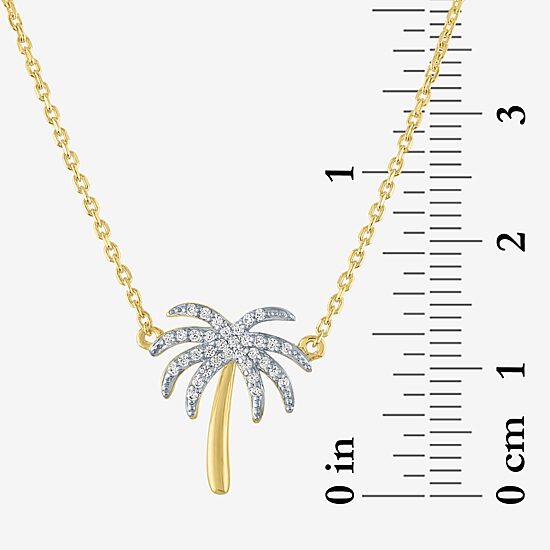 Palm Tree" (G-H / I1-I2)" Womens 1/10 CT. T.W. Lab Grown White Diamond 14K Gold Over Silver Sterling Silver 16 Inch Pendant Necklace
