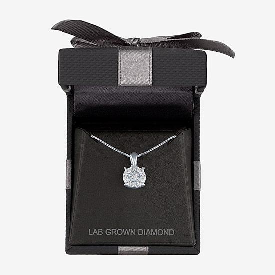 (G-H/ I1-I2) Womens 1/4 CT. T.W. Lab Grown White Diamond Sterling Silver Round 18 Inch Pendant Necklace